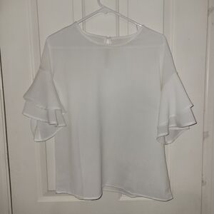 Chic White Ruffle Sleeve Blouse